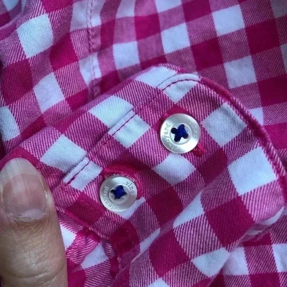 vineyard vines Women’s 4 Pink/White Gingham Signature Cotton Button-Down Shirt - Picture 7 of 10